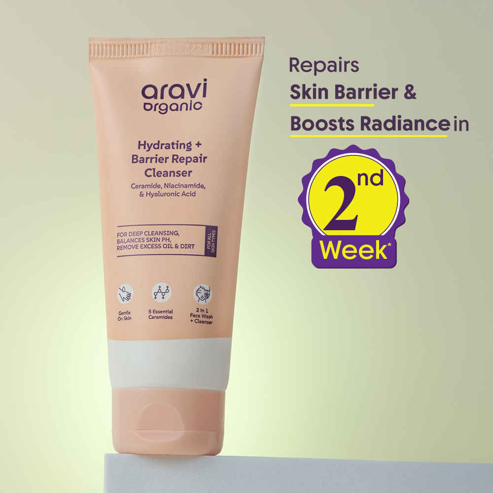 Buy Aravi Organic Hydrating Barrier Repair Cleanser | With Ceramide, Niacinamide & Hyaluronic Acid | Nourishing & Hydrating Cleanser for All Skin Types | Gentle Daily Cleanser for Soft & Smooth Skin | 100 ml - Purplle