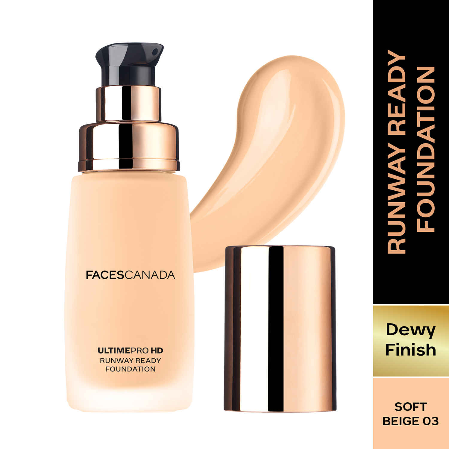 Buy FACES CANADA Ultime Pro Hd Runway Ready Foundation - Soft Beige 03, 30 ml | Dewy Finish | Glass Skin Effect | Luxurious Formula | Lightweight & Breathable | Silky Smooth Texture | No Dryness or Oiliness | Vitamin E & Hyaluronic Acid - Purplle