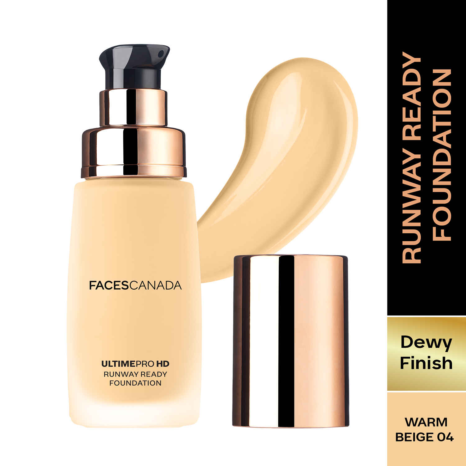 Buy FACES CANADA Ultime Pro Hd Runway Ready Foundation - Warm Beige 04, 30 ml | Dewy Finish | Glass Skin Effect | Luxurious Formula | Lightweight & Breathable | Silky Smooth Texture | No Dryness or Oiliness | Vitamin E & Hyaluronic Acid - Purplle