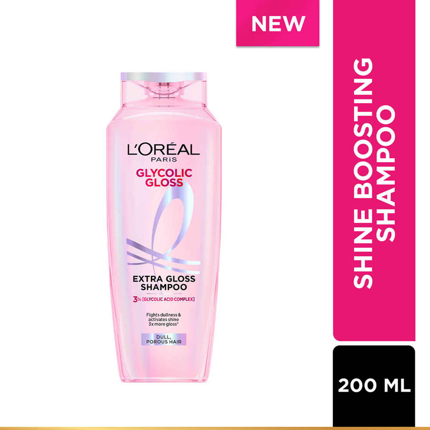 Buy L'Oreal Paris Glycolic Gloss Shine Boosting Shampoo, Powered By 3% Glycolic Acid, for Dull Hair, Restores Hair Quality For Gives 3X More Gloss, 200 ml - Purplle