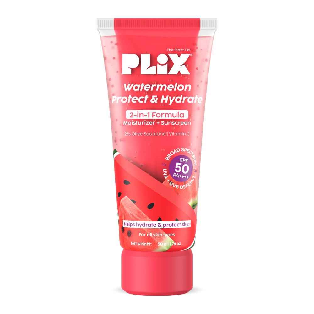 Buy PLIX Watermelon Protect & Hydrate 2 in 1 formula Moisturizer + Sunscreen | Lightweight Hydration | With SPF PA 50 ++++ | UVA & UVB protection | No White Cast | 50 gm - Purplle