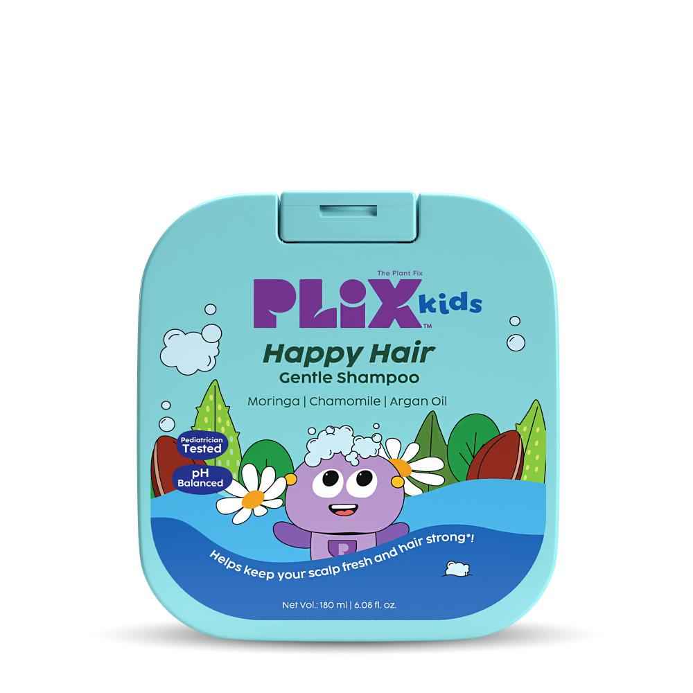 Buy PLIX Happy Hair Gentle Shampoo for gentle cleansing | Nourished & soft hair | soothes the scalp | moringa seed oil, argan oil & aloe vera | daily use | for 2 years & above kids 180 ml - Purplle