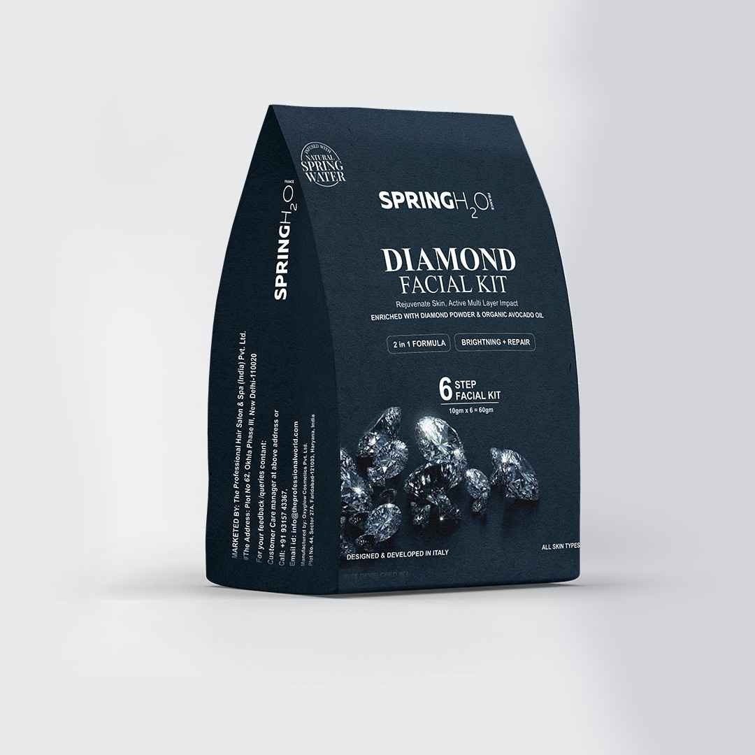 Buy SPRING H2O FRANCE Diamond Facial Kit 60 gm| 2 in 1 Formula Brightning+Repair | Enriched with Organic Avocado oil and Diamond Powder| Simple 6 Step - Purplle