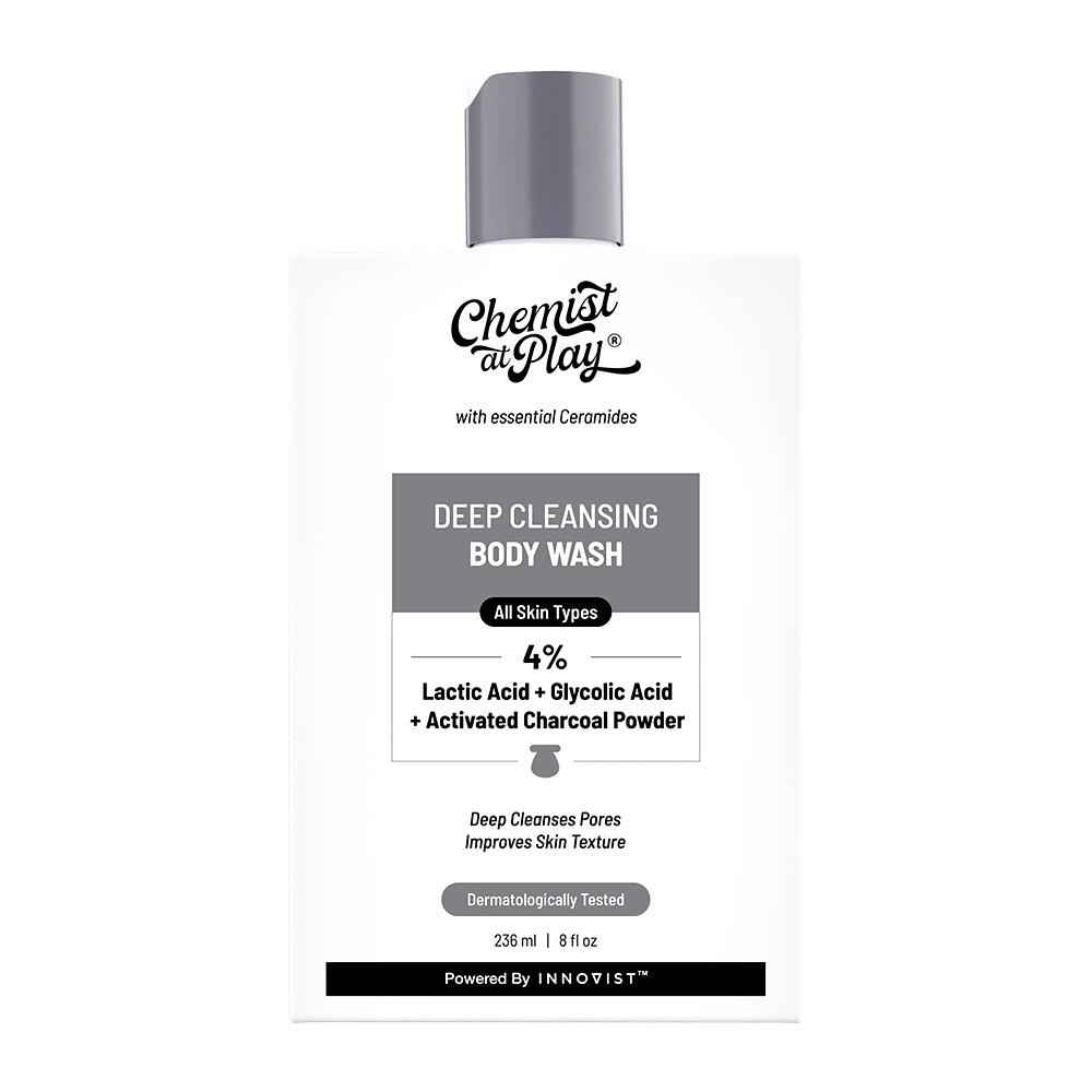 Buy Chemist At Play Deep Cleansing Body Wash| Activated Charcoal Removes Dirt | Lactic Acid for Skin Texture| Glycolic Acid for Exfoliation| 236 ml - Purplle