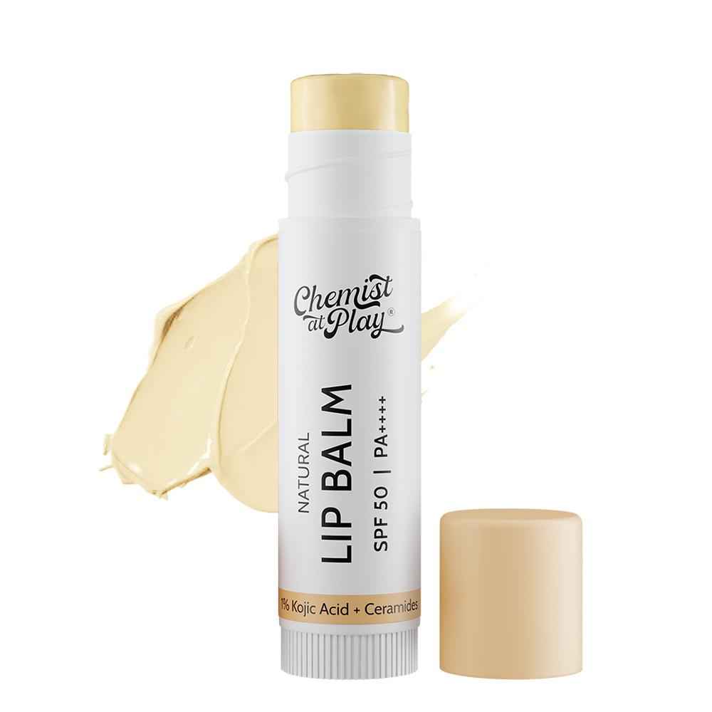 Buy Chemist At Play's Natural Lip Balm| Repairs Chapped Lips Brightens Dark Lips | 1% Kojic Acid| SPF 50 PA++++| For men and women| 4.5 gm - Purplle