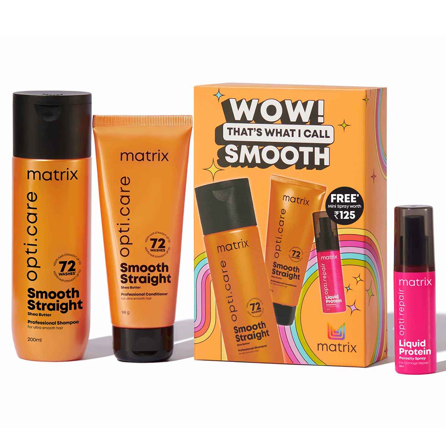 Buy Matrix Professional Smooth Hair Combo | Anti-frizz Shampoo 200 ml + Anti-Frizz Conditioner 98 gm + Porosity Spray 20 ml FREE - Purplle