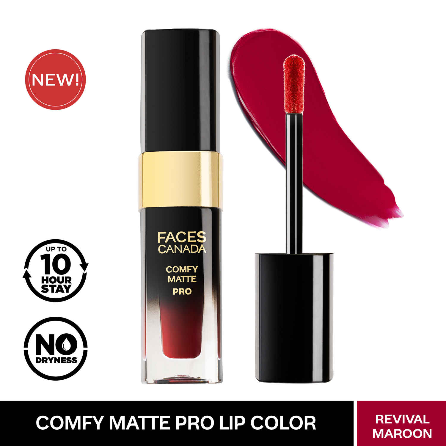 Buy FACES CANADA Comfy Matte Pro Liquid Lipstick - Revival Maroon 14, 5.5 ml | 10HR Longstay | Intense Color | Macadamia Oil & Olive Butter Infused | Lightweight Super Smooth | No Dryness | No Alcohol - Purplle