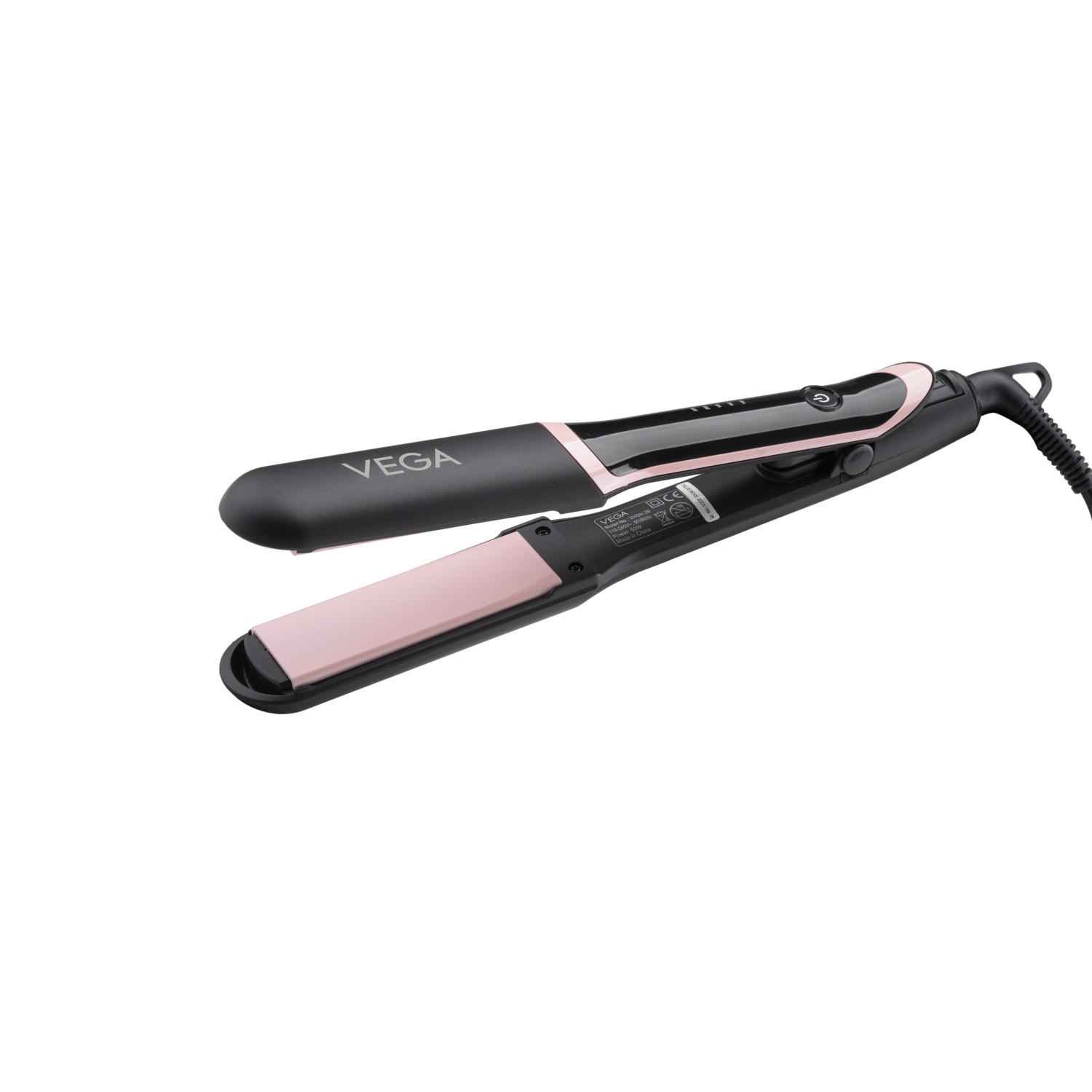 Buy Vega Hair Straightener for Women- 5 Temperature Settings,Ceramic Coated Floating Plates & Quick Heat Up, Suitable for All Hair Types,Black, (Diva Shine VHSH-36) - Purplle