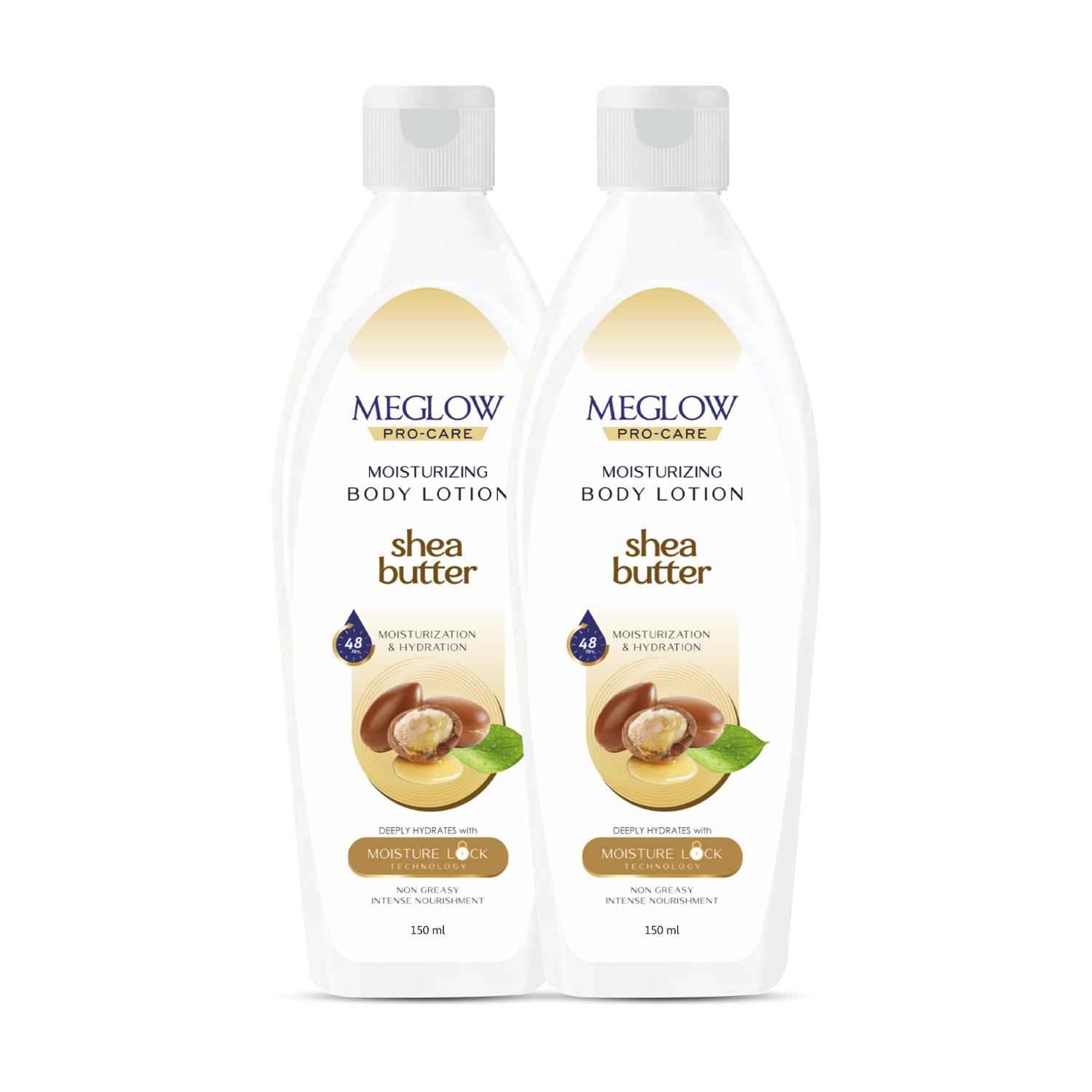 Buy MEGLOW BODY LOTION (SHEA BUTTER) 150 ml Pack of 2 - Purplle