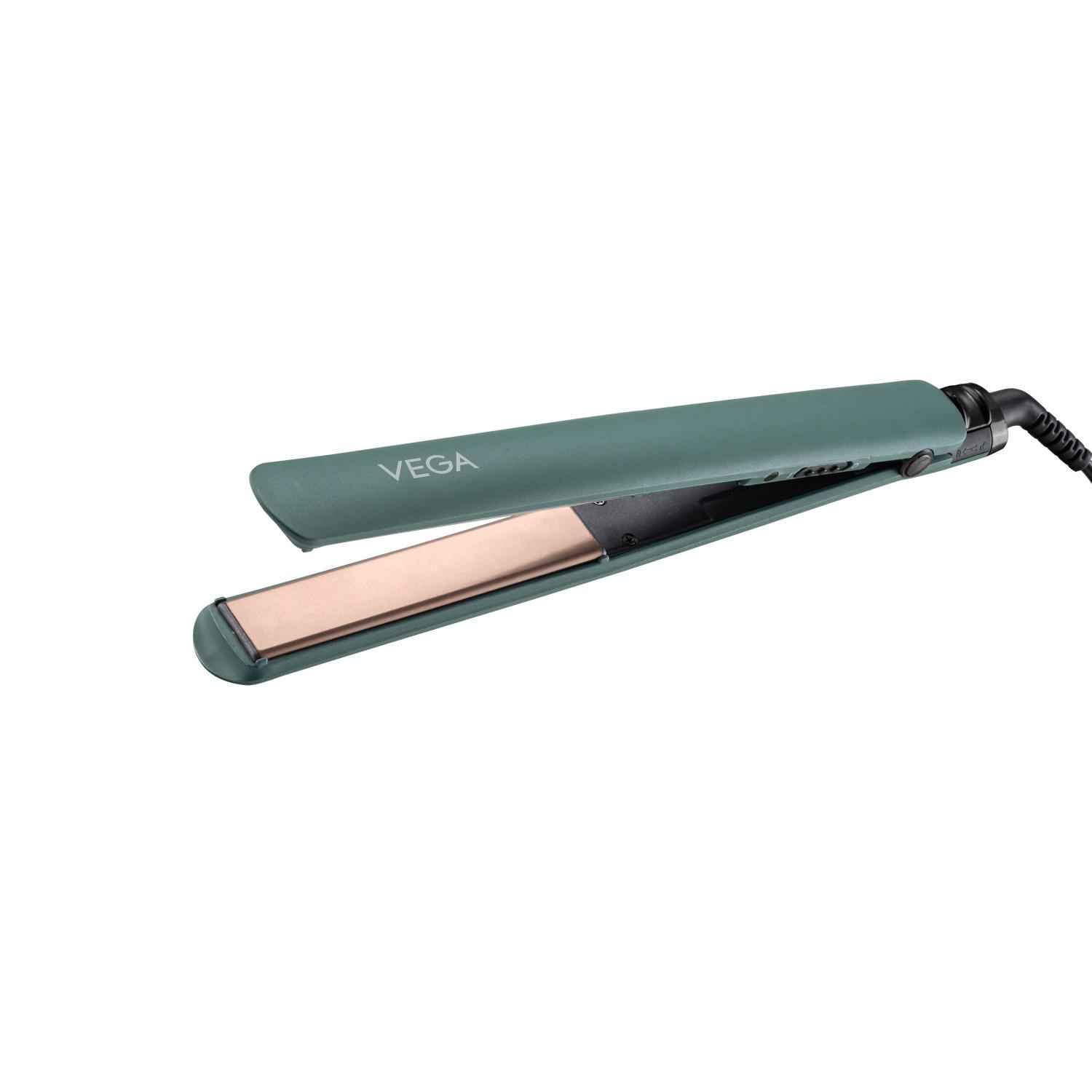 Buy Vega Salon Smooth Hair Straightener for Women with Ceramic Coated Plates, Quick Heatup & Travel Friendly, Travel Lock, Green (VHSH-42) 1 Pc - Purplle