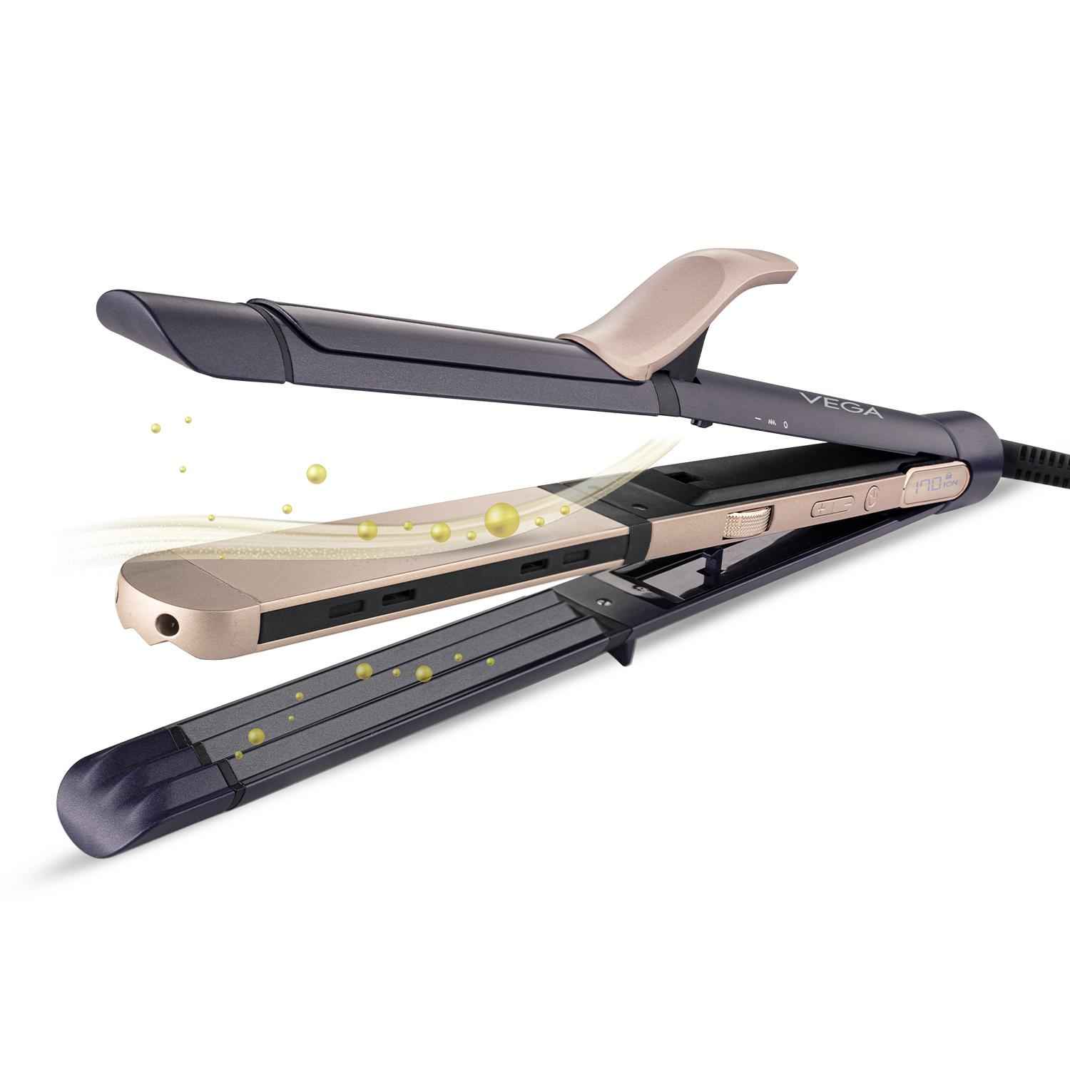 Buy Vega Ionic 3 in 1 Hair Styler for Women (India's No.1* Hair Styler Appliance Brand) Straightener, Curler & Crimper with Ionic Technology, PTC Ceramic Plate, 6 Temperature Settings, Purple, (VHSCC-08) 1 pc - Purplle