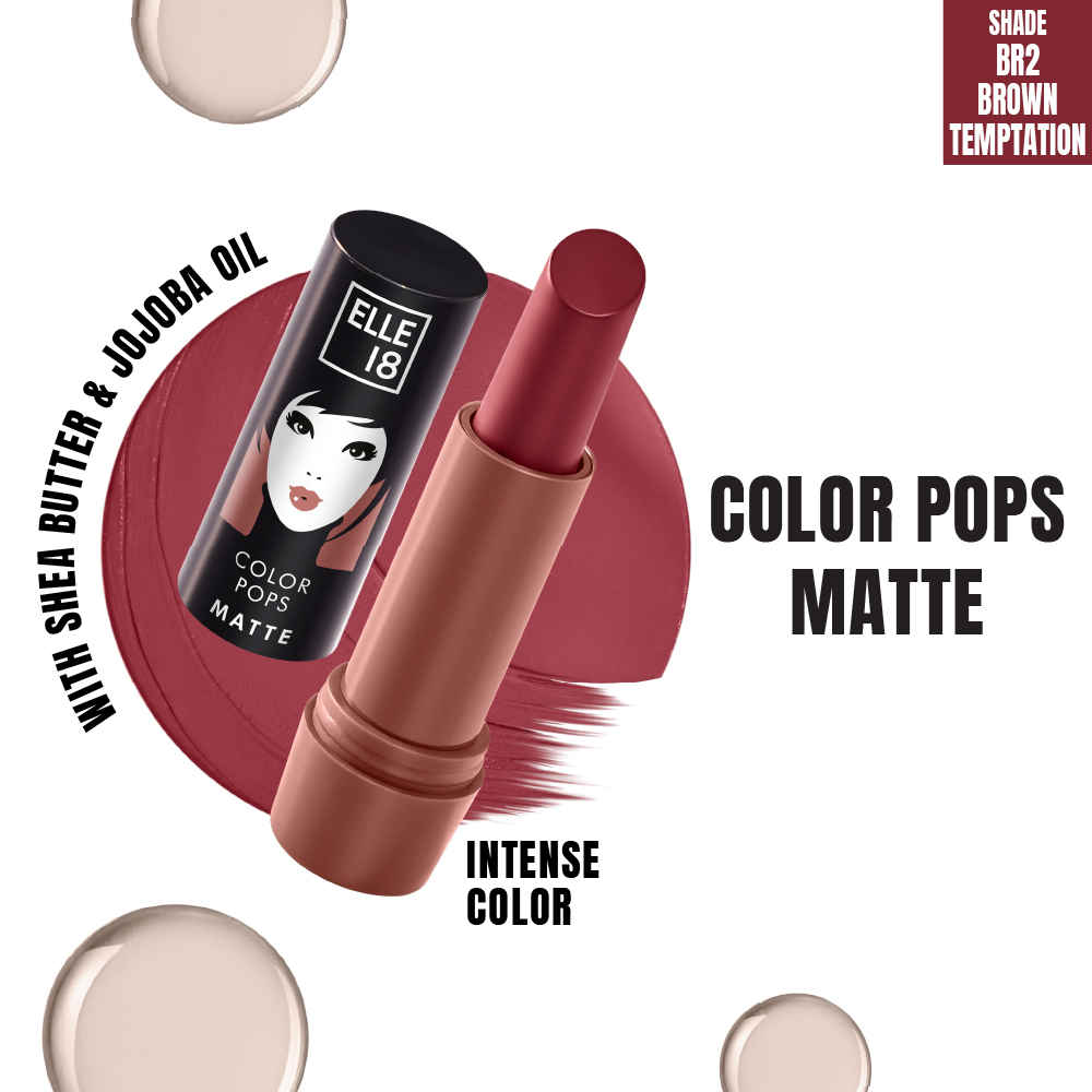Buy Elle18 Color Pops Matte, Brown Temptation, Matte Finish, Moisturising Lipstick| 4.3 gm - Purplle