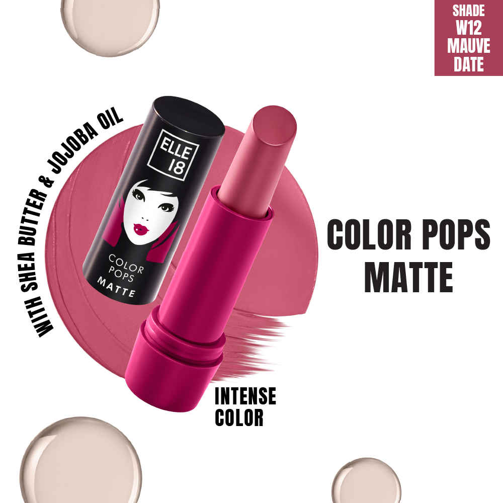 Buy Elle 18 Color Pops Matte Lipstick, Mauve Date, Moisturising Matte| 4.3 gm - Purplle