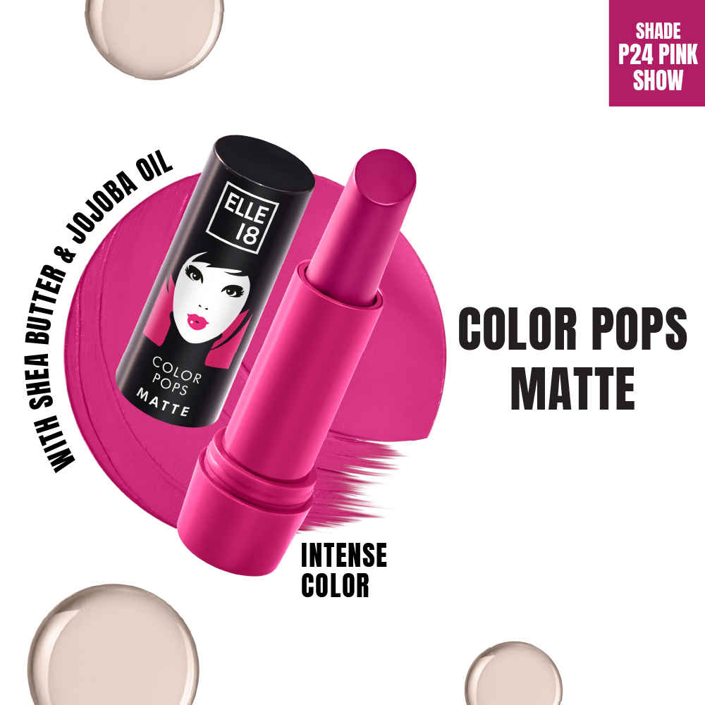 Buy Elle 18 Color Pops Matte Lipstick, Pink Show, Moisturising, Infused with Jojoba Oil | 4.3 gm - Purplle
