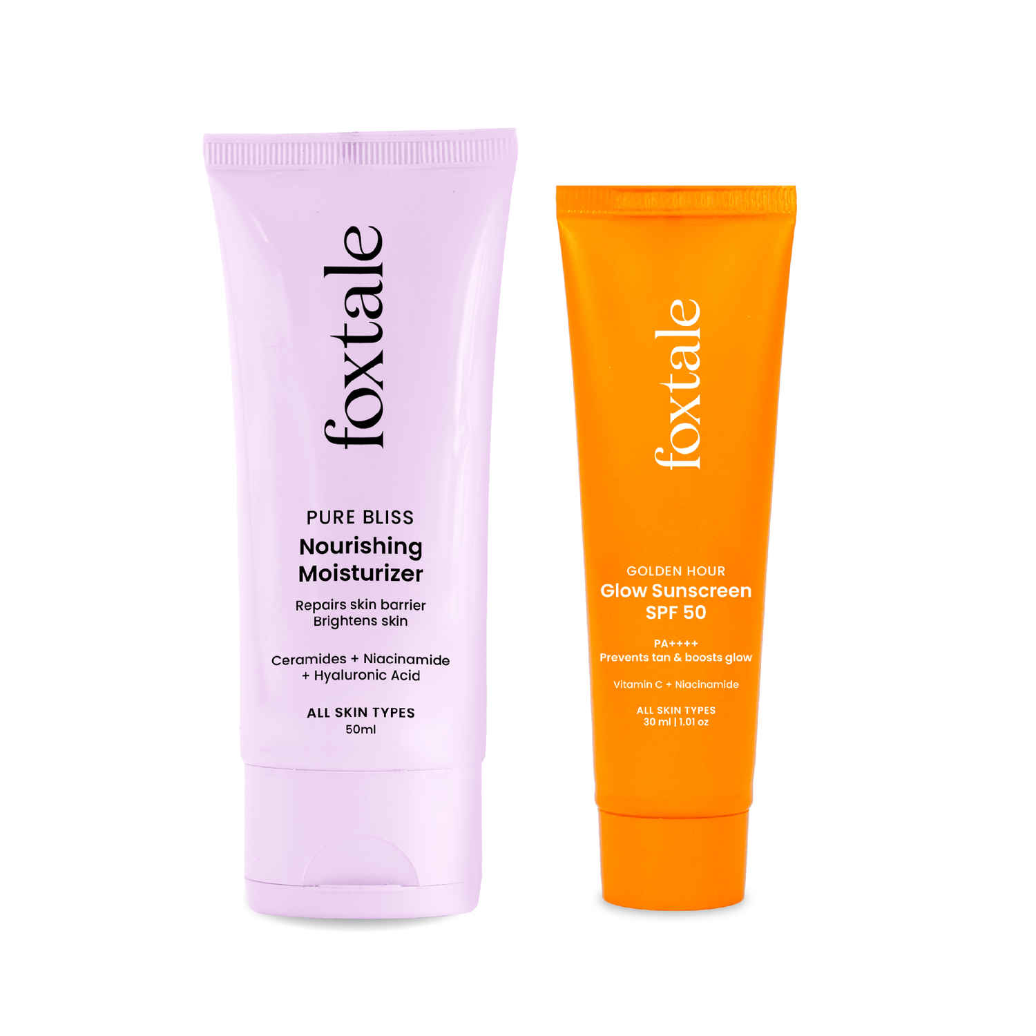 Buy FoxTale Hydra Glow Routine - SPF 50 Glow Sunscreen (30 ml) + Nourishing Moisturizer (50 ml) - Purplle