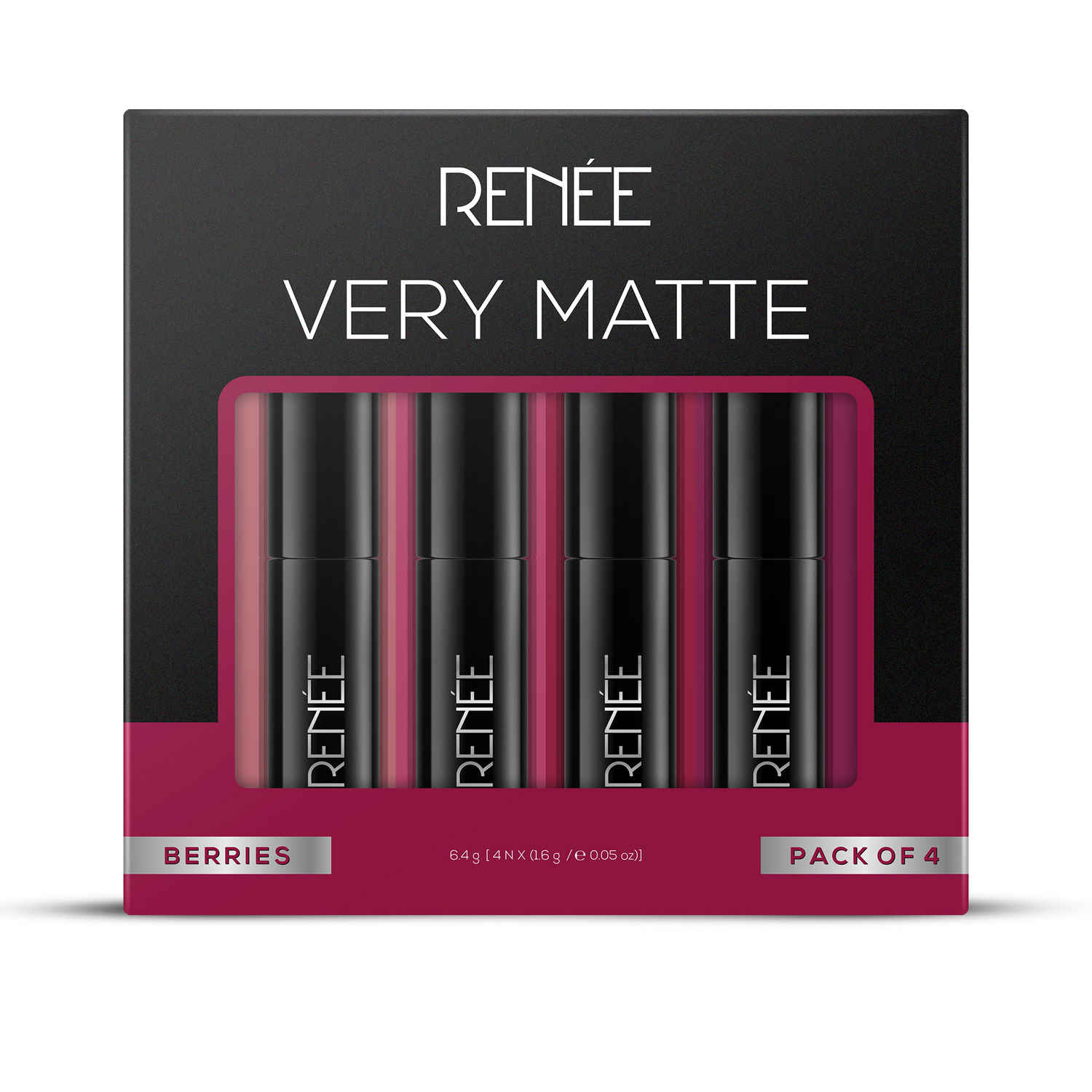 Buy Renee Very Matte Pack of 4 Matte Lipsticks Berries, Intense Color Pay Off, Full Coverage, Long Lasting & Weightless, Easy Glide Formula With Velvety Finish, Suitable For All Occasion, Ideal For Gifting - Purplle