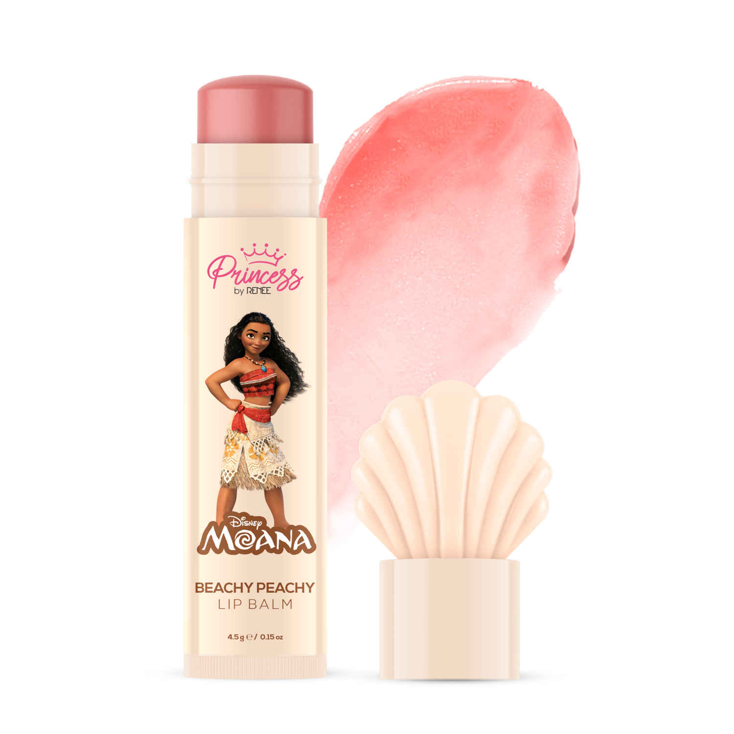 Buy Princess By Renee Disney Moana Beachy Peachy Lip Balm, For Smooth & Nourished Lips, Provides Deep Moisture, Lightweight & Long-Lasting, Soft Peach Tint, Vitamin E, Shea Butter & Sweet Almond Oil Infused, 4.5 gm - Purplle
