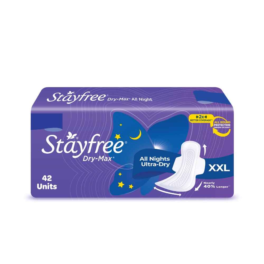 Buy Stayfree Dry-MaxAll Nights Ultra-Dry XXL 42 pc - Purplle