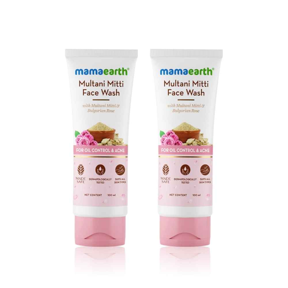 Buy Mamaearth Multani Mitti Face Wash with Multani Mitti & Bulgarian Rose For Oil Control & Acne - 100 ml (Pack of 2) - Purplle