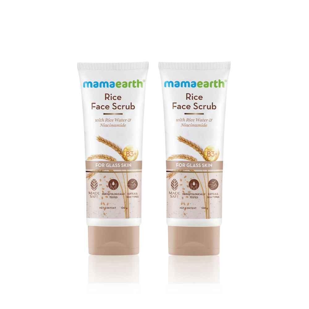 Buy Mamaearth Rice Face Scrub for Glowing Skin With Rice Water & Niacinamide for Glass Skin (100 gm) (Pack of 2) - Purplle