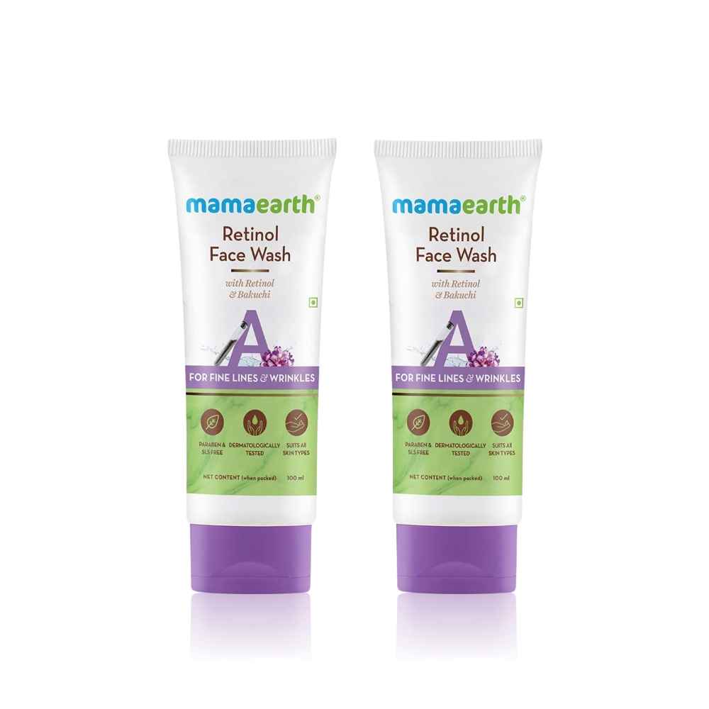 Buy Mamaearth Retinol Face Wash with Retinol & Bakuchi for Fine Lines and Wrinkles (100 ml) (Pack of 2) - Purplle