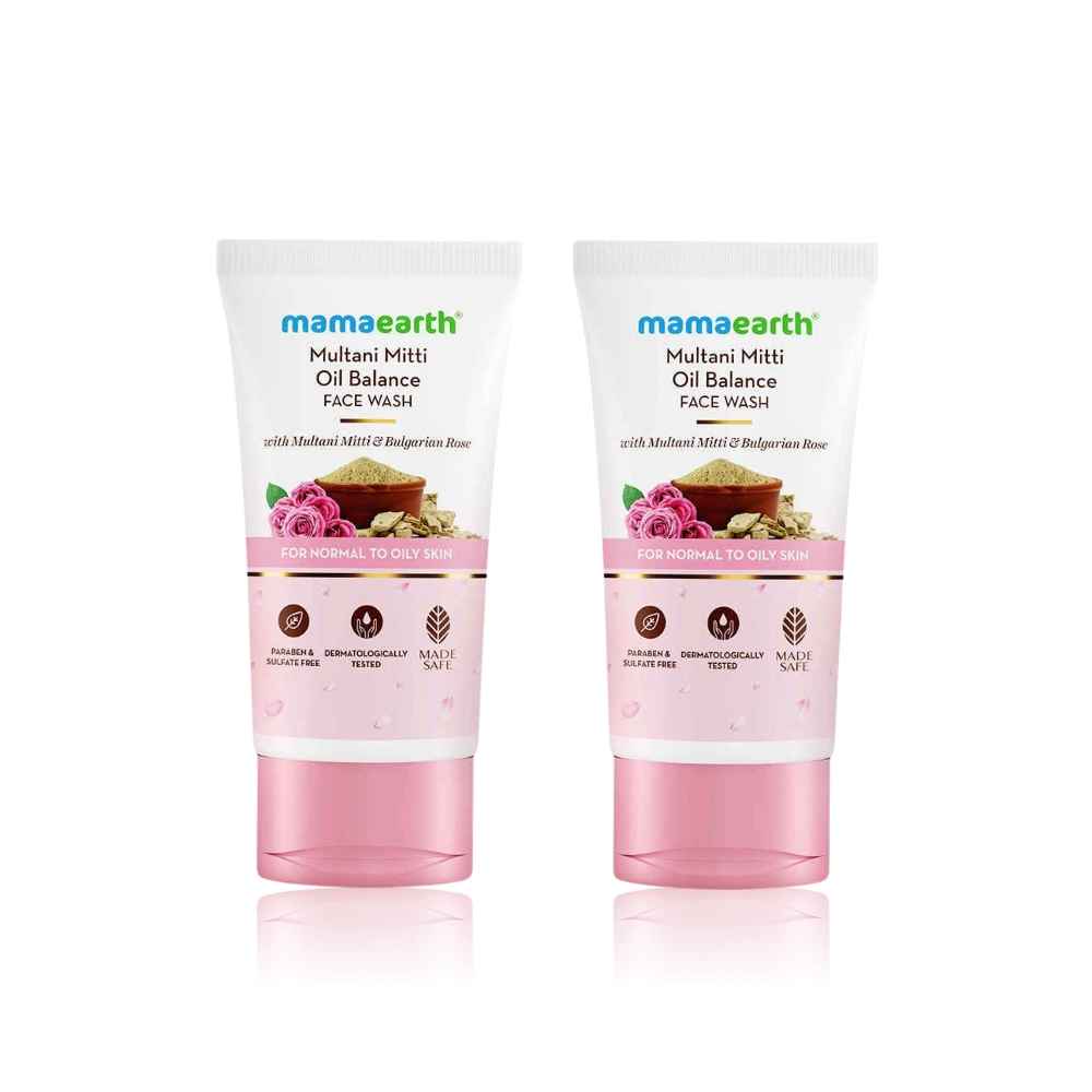 Buy Mamaearth Multani Mitti Oil Balance Face Wash with Multani Mitti & Bulgarian Rose for Normal to Oily Skin - 150 ml| (Pack of 2) - Purplle