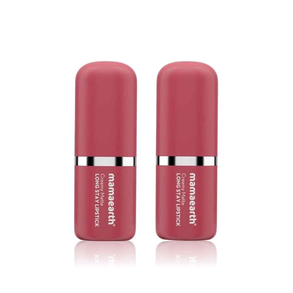 Buy Mamaearth Creamy Matte Long Stay Lipstick with Murumuru Butter and Vitamin E for 8-Hour Long Stay Pink Rose - 4.2 gm (Pack of 2) - Purplle
