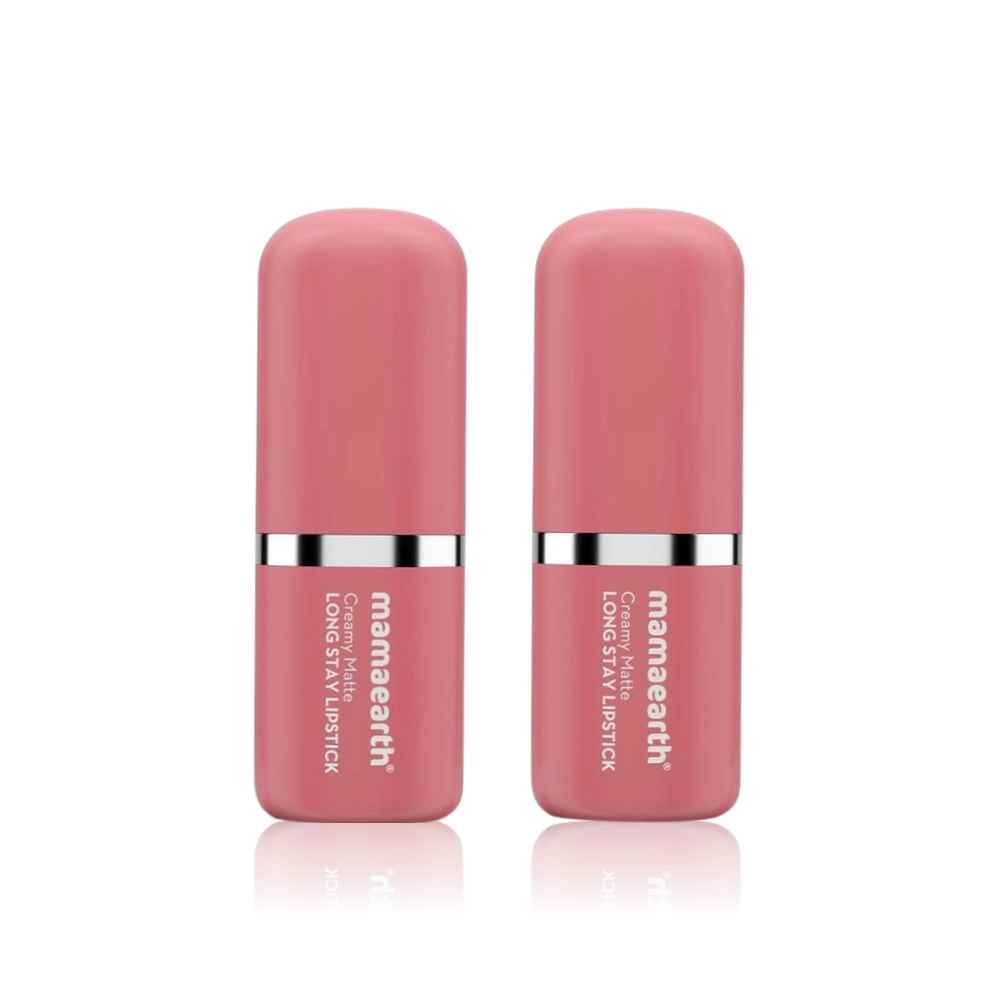 Buy Mamaearth Creamy Matte Long Stay Lipstick with Murumuru Butter and Vitamin E for 8-Hour Long Stay |Hibiscus Nude - 4.2 gm (Pack of 2) - Purplle