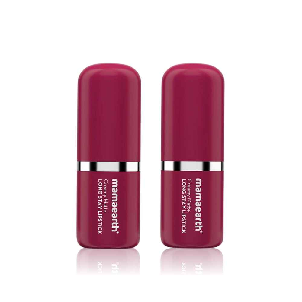 Buy Mamaearth Creamy Matte Long Stay Lipstick with Murumuru Butter and Vitamin E for 8-Hour Long Stay |Cranberry Crush - 4.2 gm (Pack of 2) - Purplle