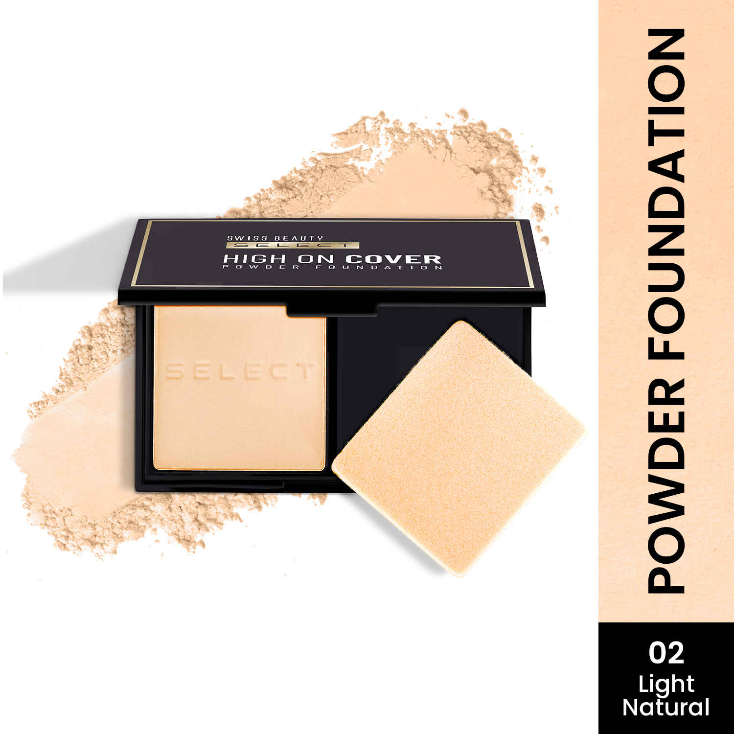 Buy Swiss Beauty Select High On Cover Powder Foundation with Sponge | Waterproof & Oil Controlling|16-Hour Wear -2 Light Natural 5.5 gm - Purplle