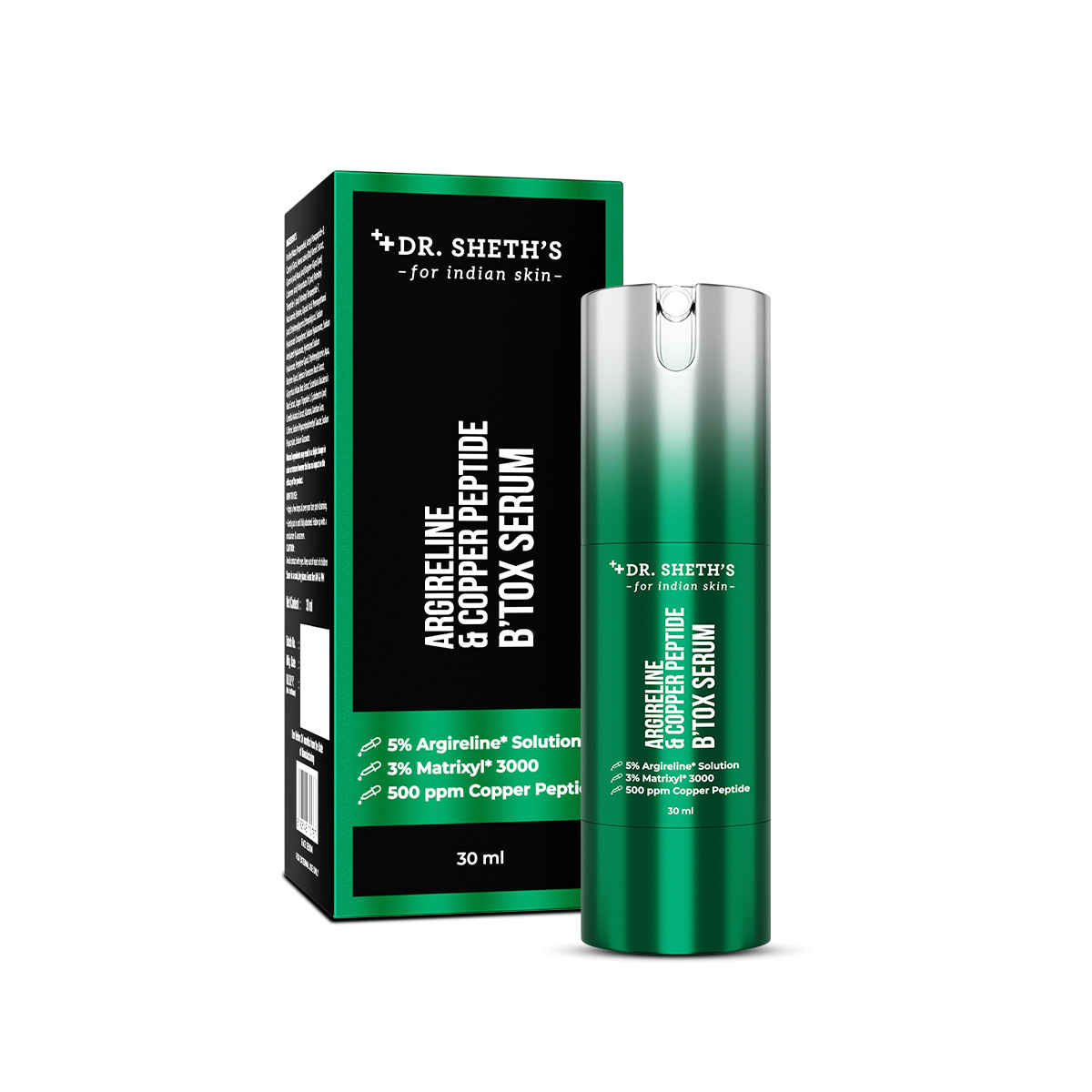 Buy Dr. Sheth's Argireline & Copper Peptide B’TOX Serum| Advanced Anti-Aging Formula|Reduces Fine Lines & Wrinkles|Boosts Collagen|Plumps, Hydrates & Makes Skin Bouncy|For Men & Women|All Skin Types|30 ml - Purplle