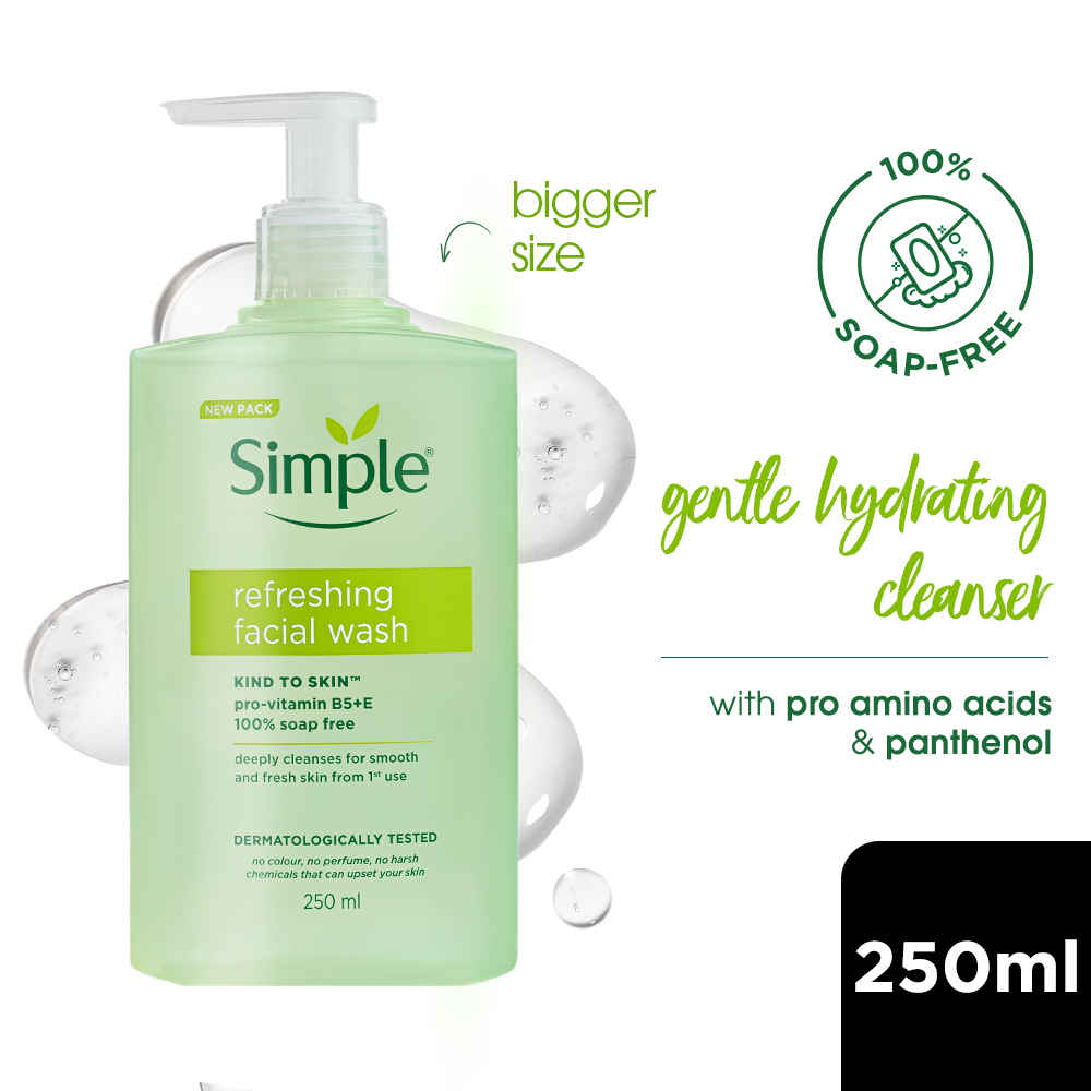 Buy Simple Refreshing Facial Wash | 100% Soap-Free | Perfect for Sensitive Skin | For Daily Use | 250 ml - Purplle