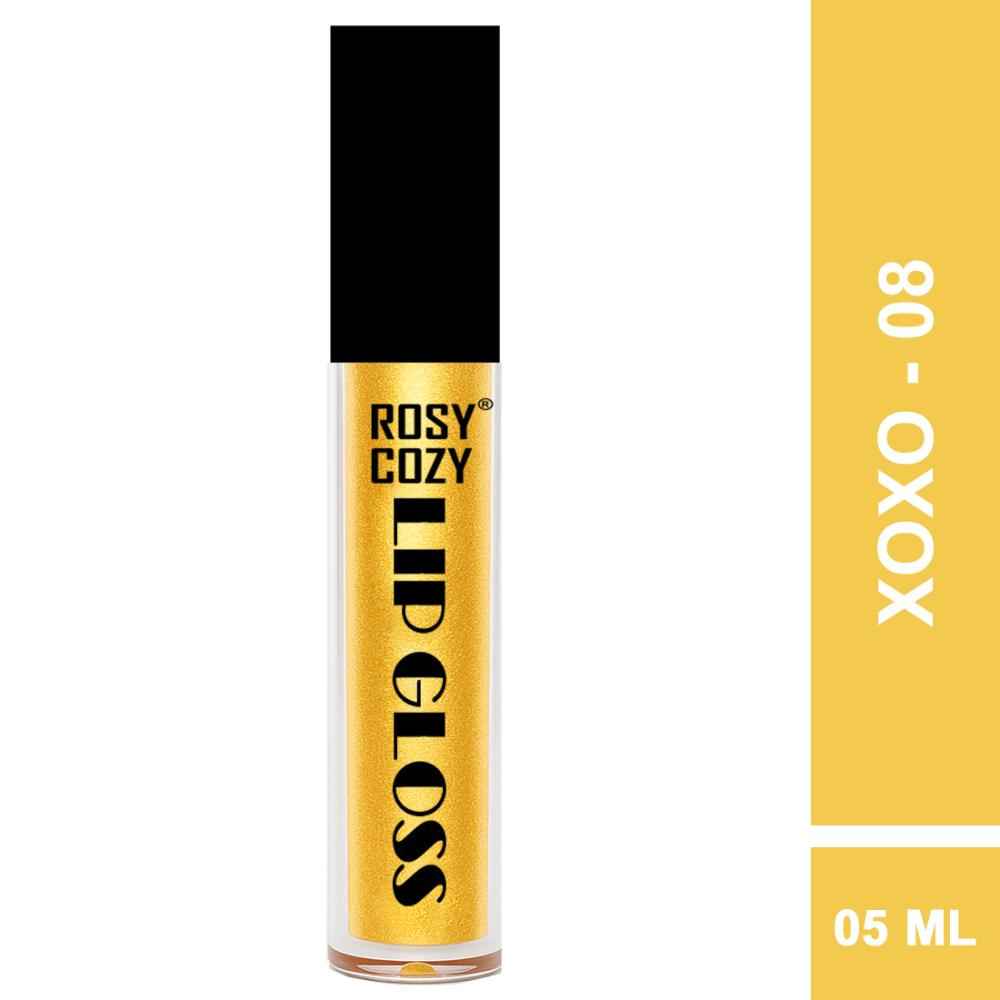 Buy Rosy Cozy Lip Gloss Shimmer | Shade Xoxo | Color Golden | High Glossy, High Shine Enriched With Vitamin E | Light Weight, Long Lasting, Non Sticky Hydrating Lipgloss 5 ml - Purplle