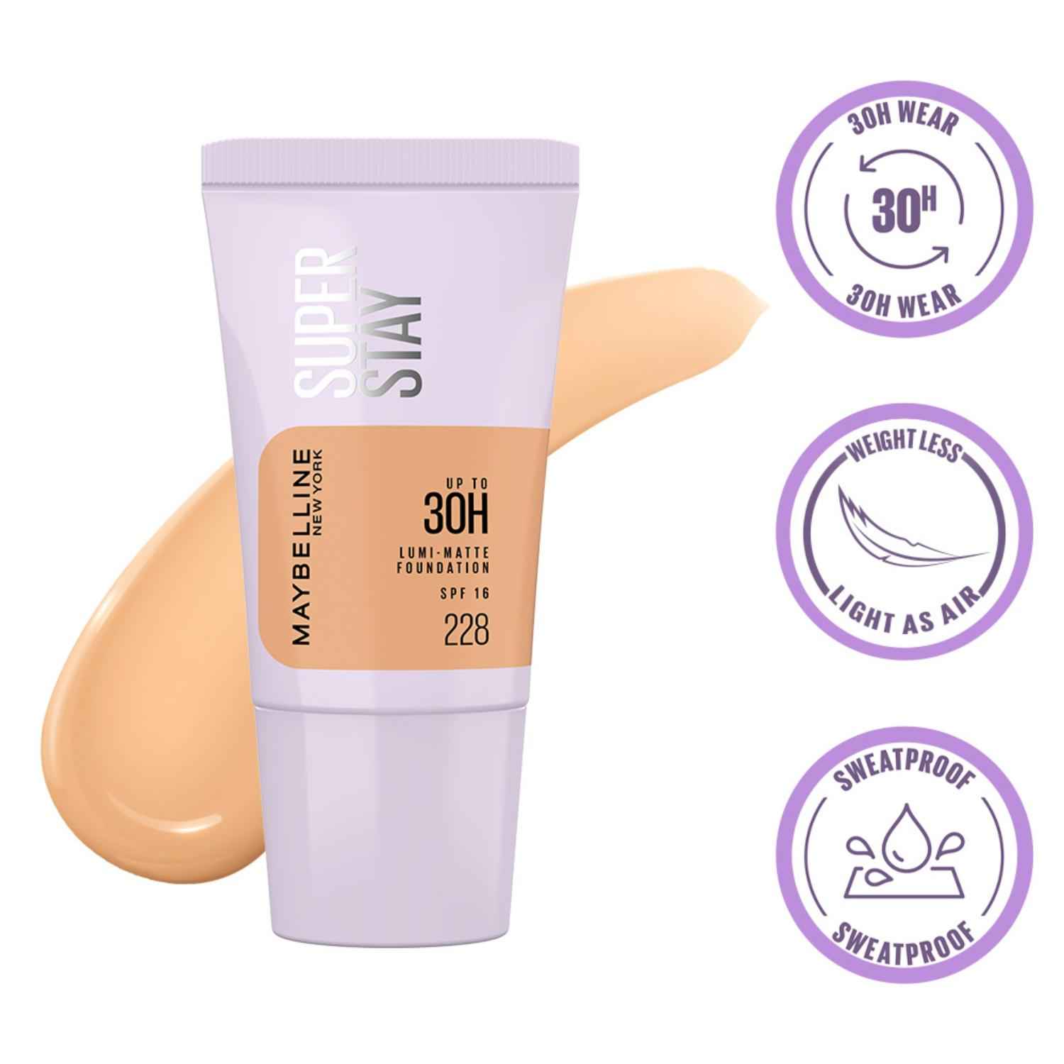 Buy Maybelline New York Super Stay Lumi Matte Liquid Foundation, 228, 30HR Long Lasting, Lightweight, Suitable for all Skin types - 18 ml - Purplle