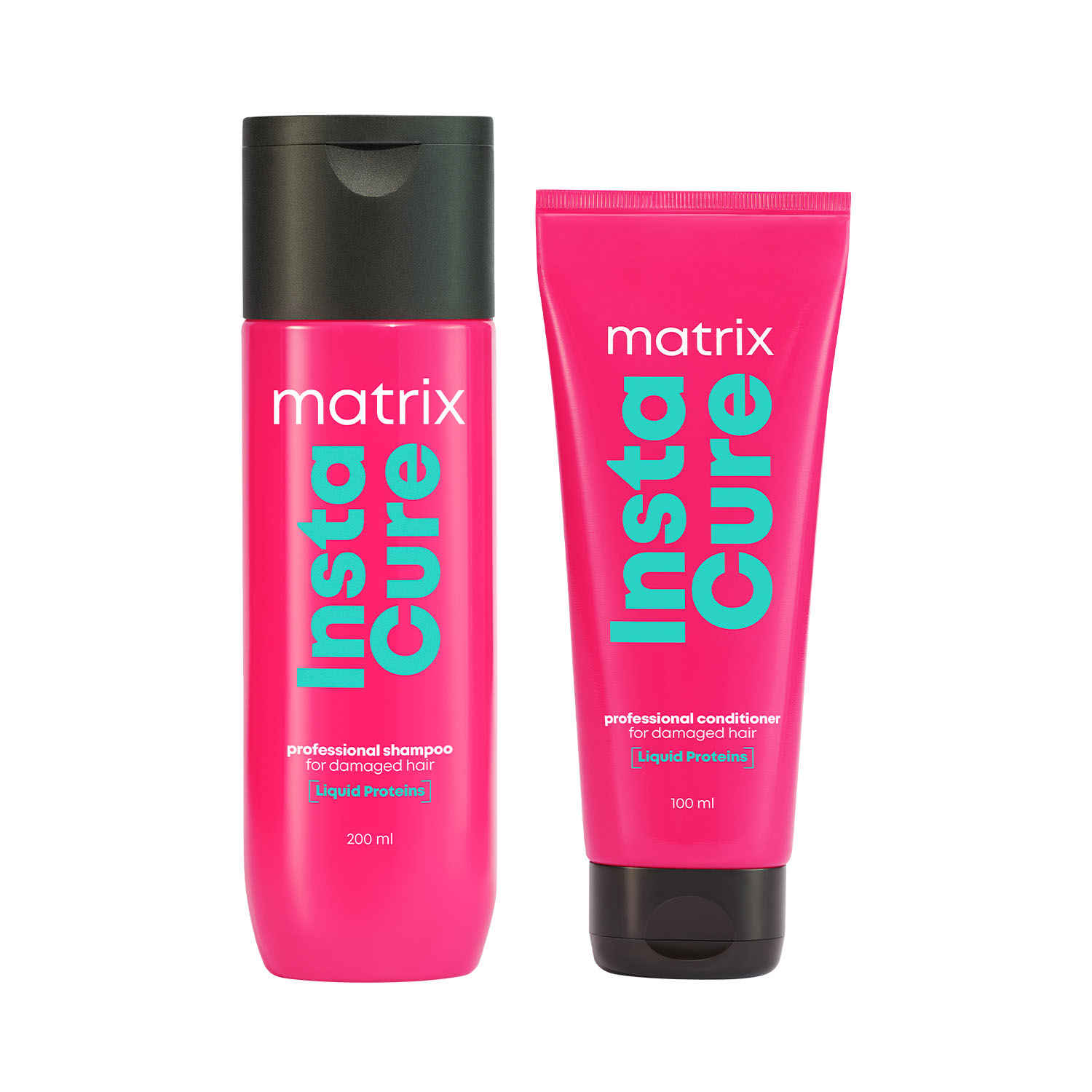 Buy Matrix Insta Cure Professional Liquid Protein Shampoo + Conditioner for Damaged Hair| Ditch Damage from the 1st Use*| Reduced Split Ends, Breakage, Knotting, (200ml + 100ml) Combo of 2 - Purplle