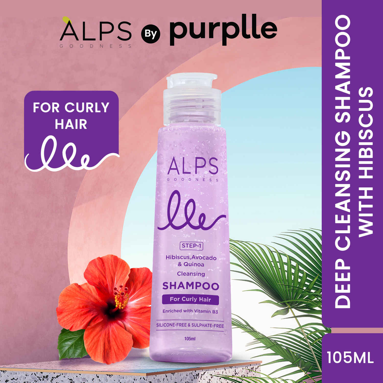 Buy Alps Goodness HibiscusAvocado & Quinoa Cleansing Shampoo for Curly Hair Enriched with Vitamin B3 (105 ml) I Curl Care I Curl Enhancing I Hydrating Shampoo - Purplle