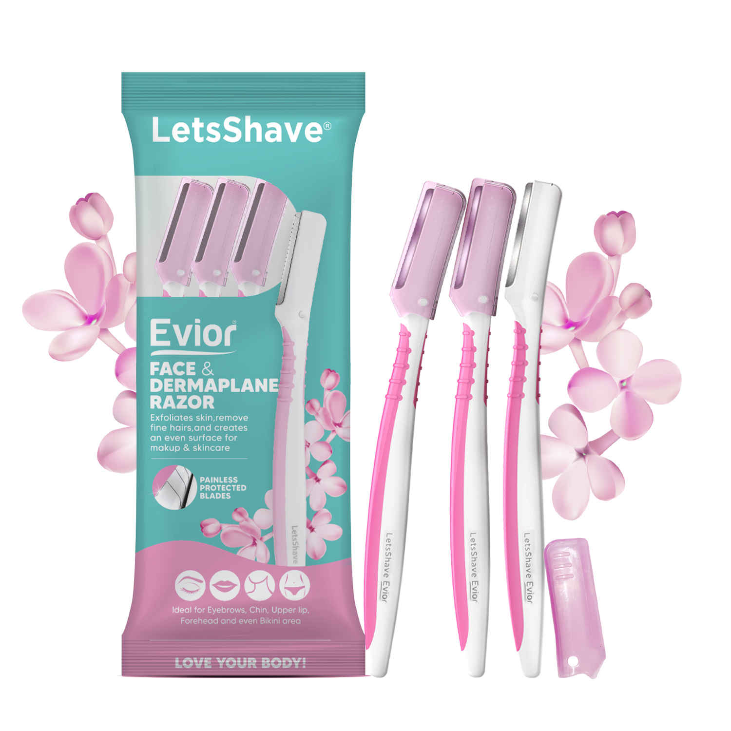 Buy LetsShave&nbsp;Evior Face & Dermaplane Razor Pack of 3&nbsp; - Purplle