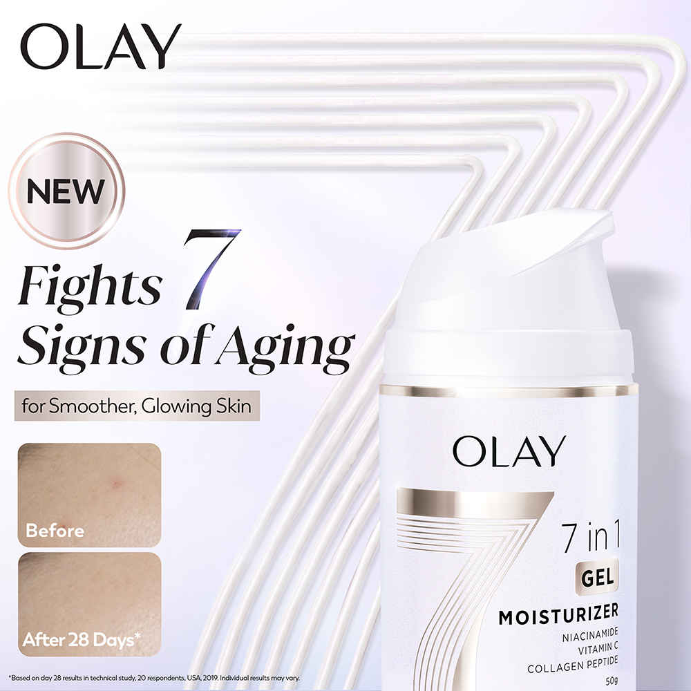 Buy Olay 7in1 Ultra Lightweight Gel Moisturizer, Fight 7 Signs of Aging for Smoother & Glowing Skin, with Niacinamide, Vitamin C, Collagen Peptide, 50 gm - Purplle