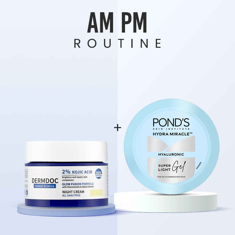 Buy Pond’s & DERMDOC Brightening Duo (Combo of 2) | Hydra Miracle Super Light Gel (100 gm) | 2% Kojic Acid Night Cream (25 gm) | Hydration & Pigmentation Care - Purplle