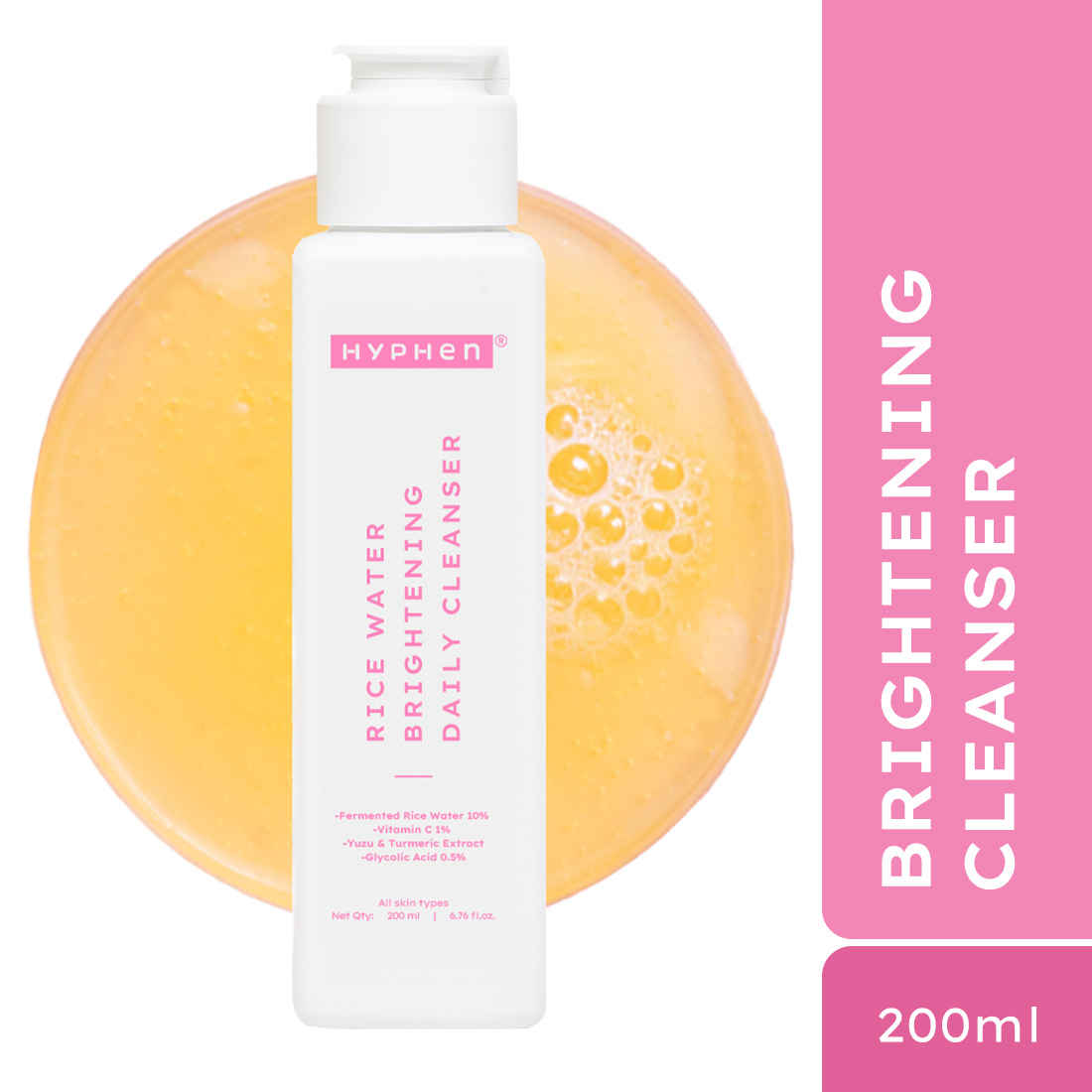 Buy Hyphen 10% Rice Water Brightening Face Wash | 1% Vit C & Glycolic Acid | Reduces Dark Spots & Pigmentation | All Skin Types | For Women & Men- 200 ml - Purplle