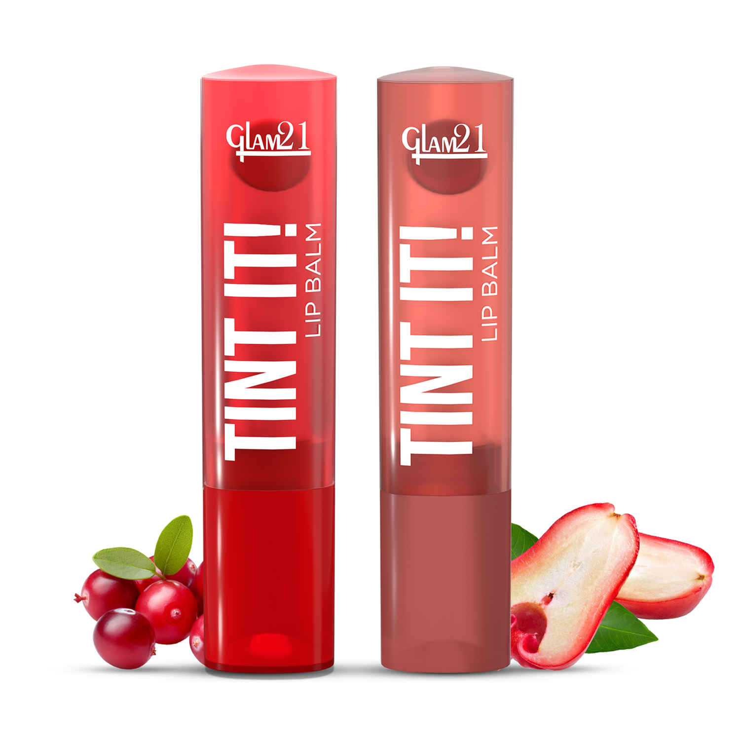 Buy Glam 21 Tint It Lip Balm - Rose Apple & Cramberry 3.5 gm x 2 = 7 gm | Hydration with Vitamin-E, Shea Butter, Avocado Oil, SPF15 - Purplle