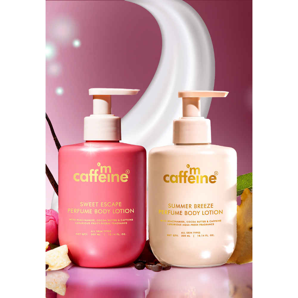 Buy mCaffeine Sweet & Summery Body Moisturizing Kit( Sweet Escape Body Lotion 300 ml+ Summer Breeze Body lotion 300 ml) Combo of 2 - Purplle
