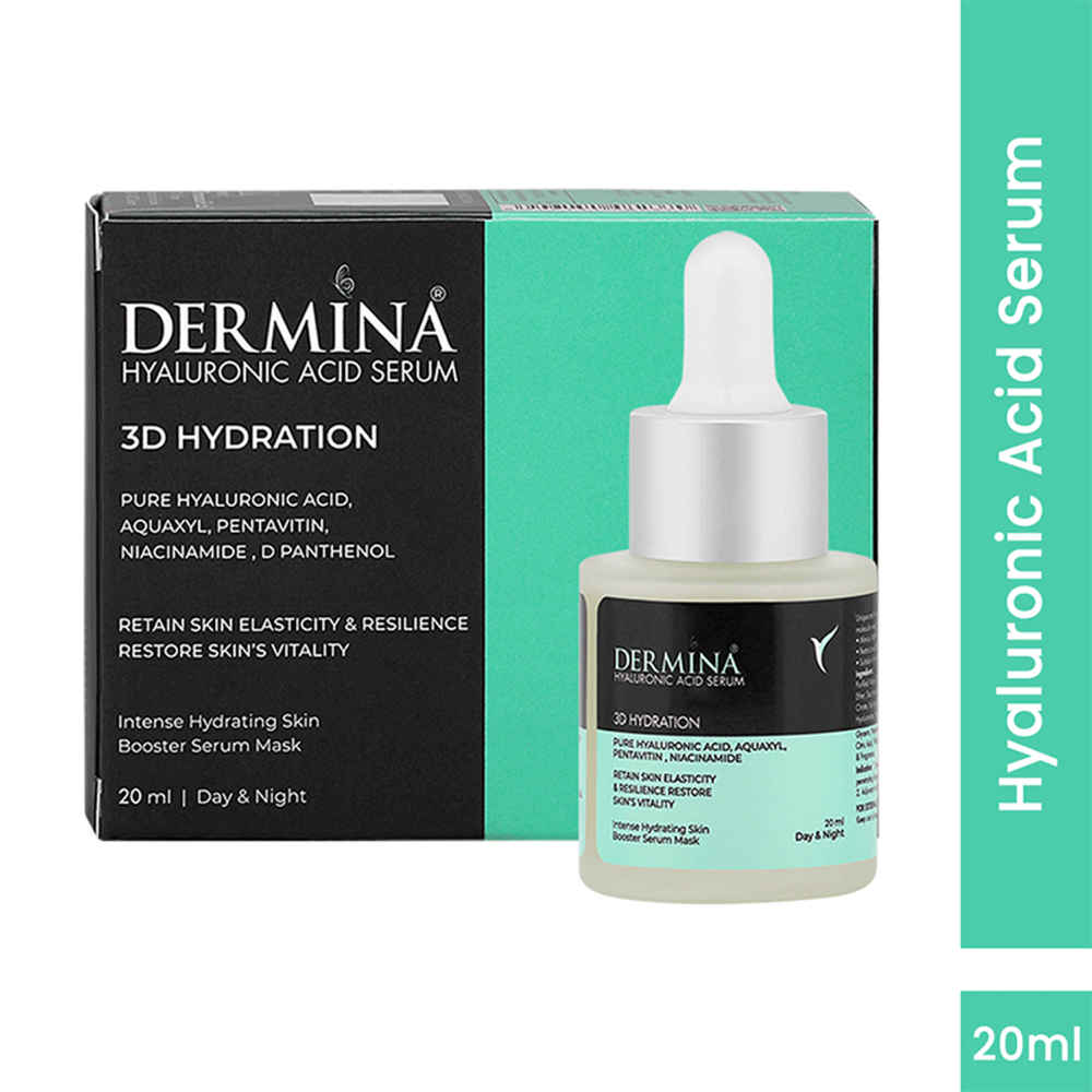 Buy Dermina Hyaluronic Acid Serum with Pentavitin & Niacinamide, Skin Elasticity & Intense Hydration, All Skin, 20 ml - Purplle
