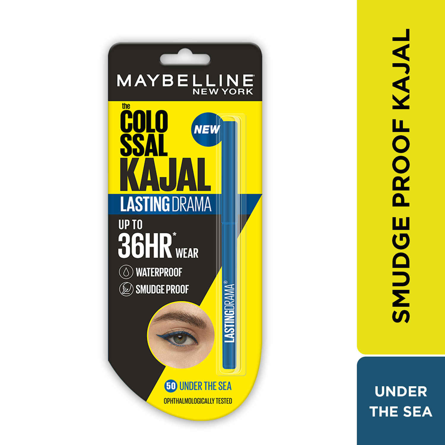 Buy Maybelline New York Colossal Lasting drama Kajal - 36H Wear, Waterproof, Smudge Proof Kajal - 50 Under The Sea (Blue), 1 gm - Purplle