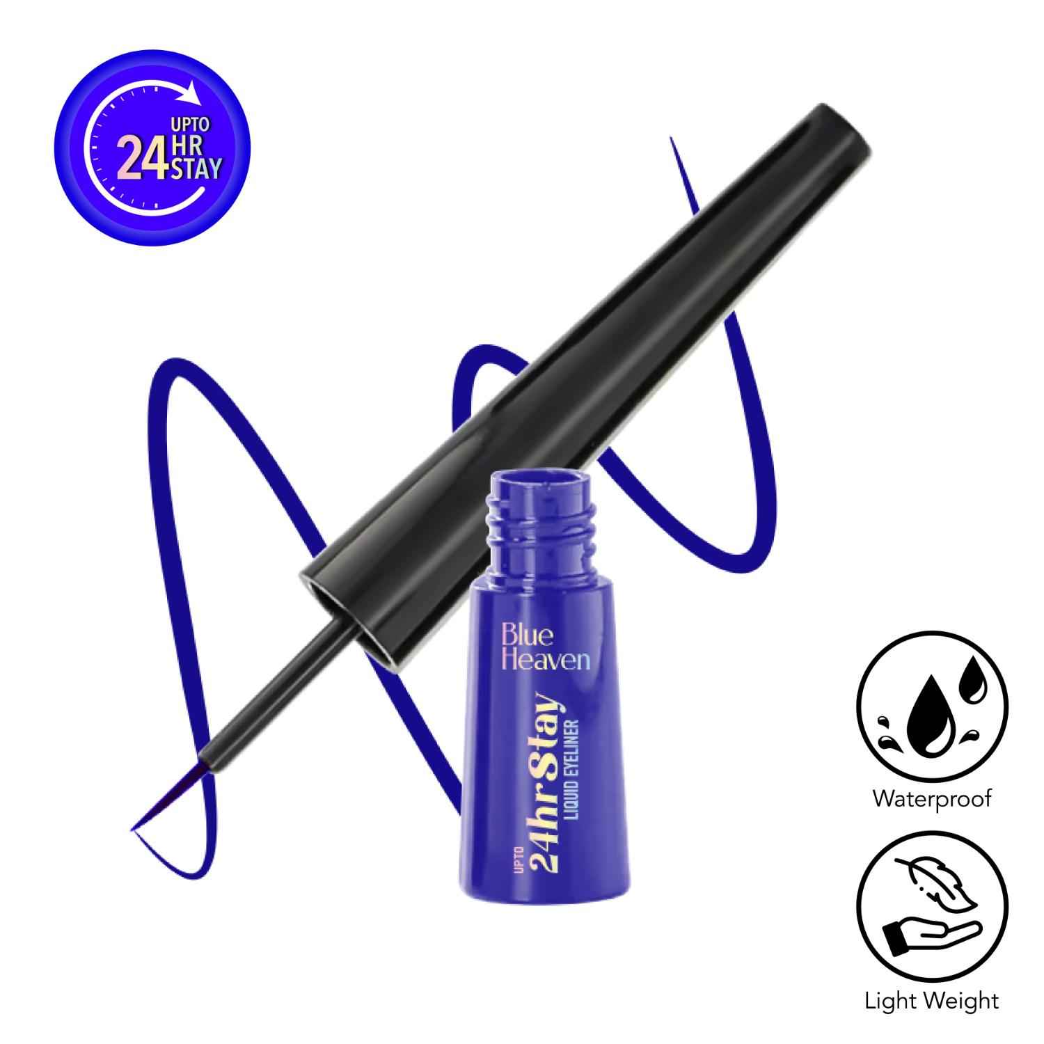Buy Blue Heaven 24hr Stay Liquid Eyeliner Waterproof Smudge Proof | Quick Dry, Fine-Tip Brush for Precision | Long-Lasting Eye Liner for Women | Electric Blue | 3 ml - Purplle