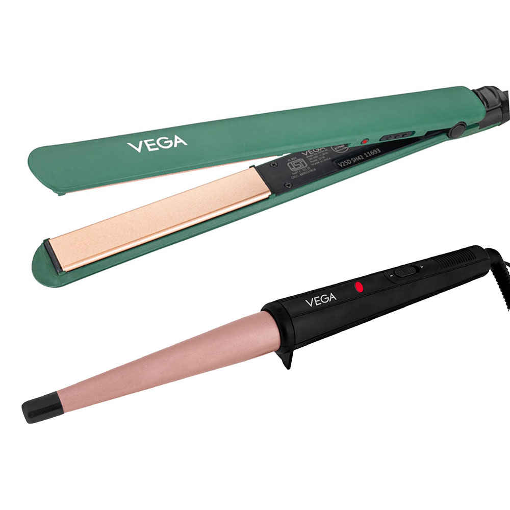 Buy Vega Salon Smooth Hair Straightener & Curler combo | Salon Smooth Hair Straightener (VHSH-42) & I-Curl Hair Curler for Women with Ceramic Coated 0.5 inch-1 inch Barrel (VHCH-05) Combo of 2 - Purplle