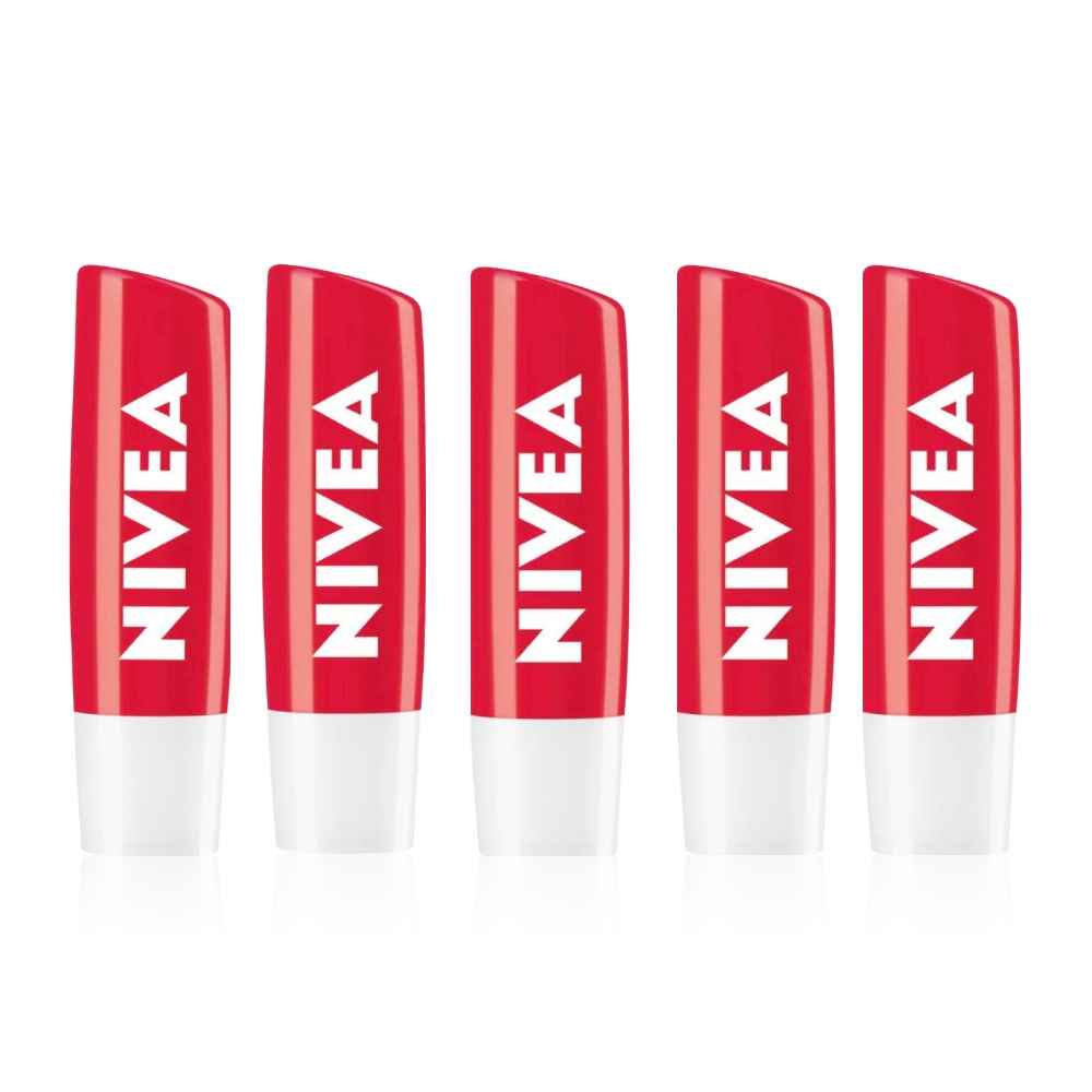 Buy Nivea Fruity Shine Strawberry Lip Balm Pack Of 5(4.8 gm x 5) - Purplle