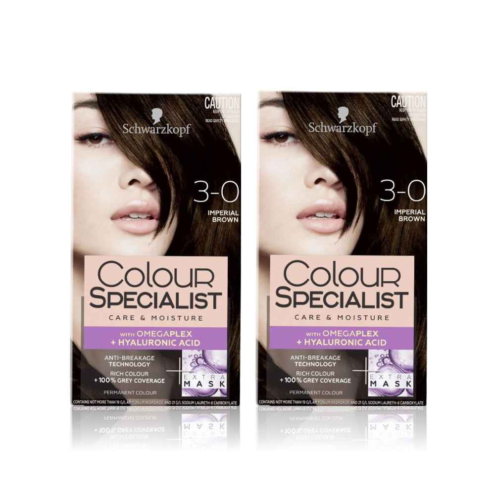 Buy Schwarzkopf Colour Specialist At Home Permanent Hair Colour Pack of 2 ( 3.0 -Imperial Brown 165 ml) - Purplle