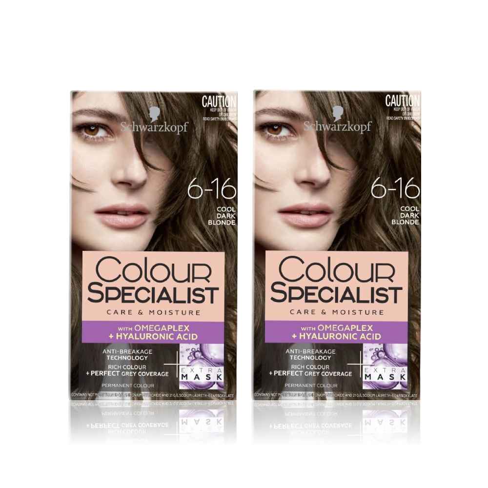Buy Schwarzkopf Colour Specialist At Home Permanent Hair Colour Pack of 2 ( 6.16 Cool Dark Blonde 165 ml ) - Purplle