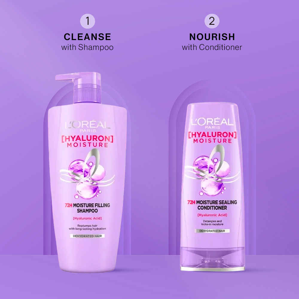 Buy L'Oreal Paris Hyaluron Moisture Hair Care Duo 3 (Hyaluron Moisture 72H Moisture Shampoo (1 L) Hyaluron Moisture 72H Moisture Conditioner (175 ml) - Purplle